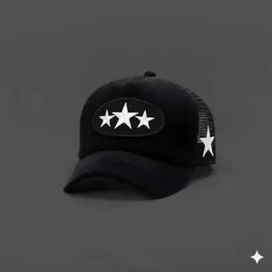 TOPI JARING TRUCKER LIDAH PENDEK BAHAN CORDUROY  HITAM