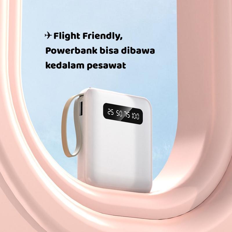 MOYATU Powerbank 20000 mah Mini Size with 4 Kabel 2.1A Fast Charging LED Senter Display power  bank 4