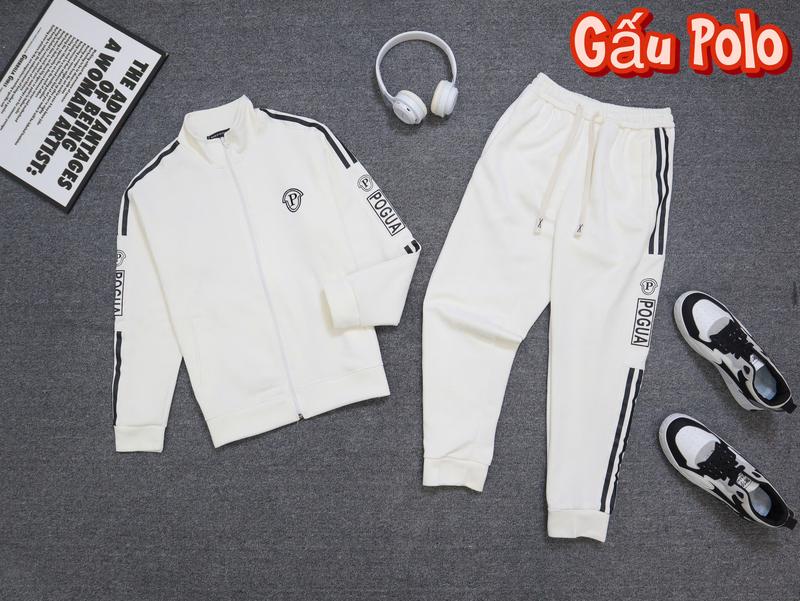 Bộ quần áo mùa Đông chất nỉ ép POGUA dày dặn, mềm mịn, ấm áp có khóa kéo chống nước hàng chuẩn như hình.