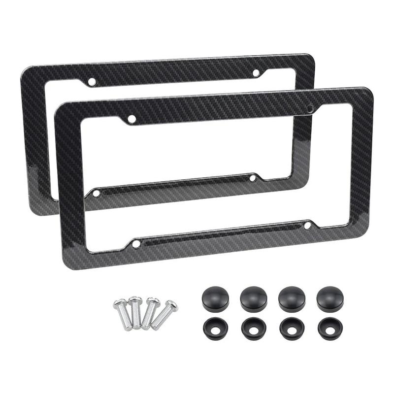 Product Introduction of COD FREE Shipping for Front Rear Black Carbon Bracket W/ Screws,Universal American License Plate Frame Auto AccessoryFiber Number  TAG Cover 22