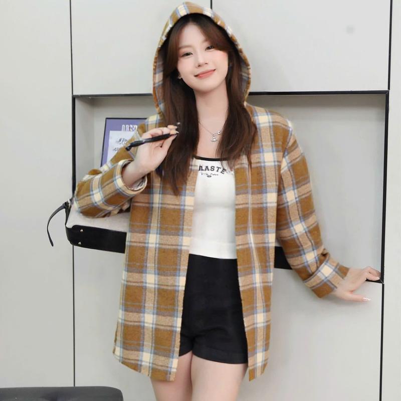 Áo Khoác Sơ Mi Kẻ Caro Flannel Chất Liệu Cotton Nỉ Và Kate Nỉ Nam Nữ Có Nón Trùm Đầu (SMN) Bảo Đăng Jacket Women Top Có Cổ