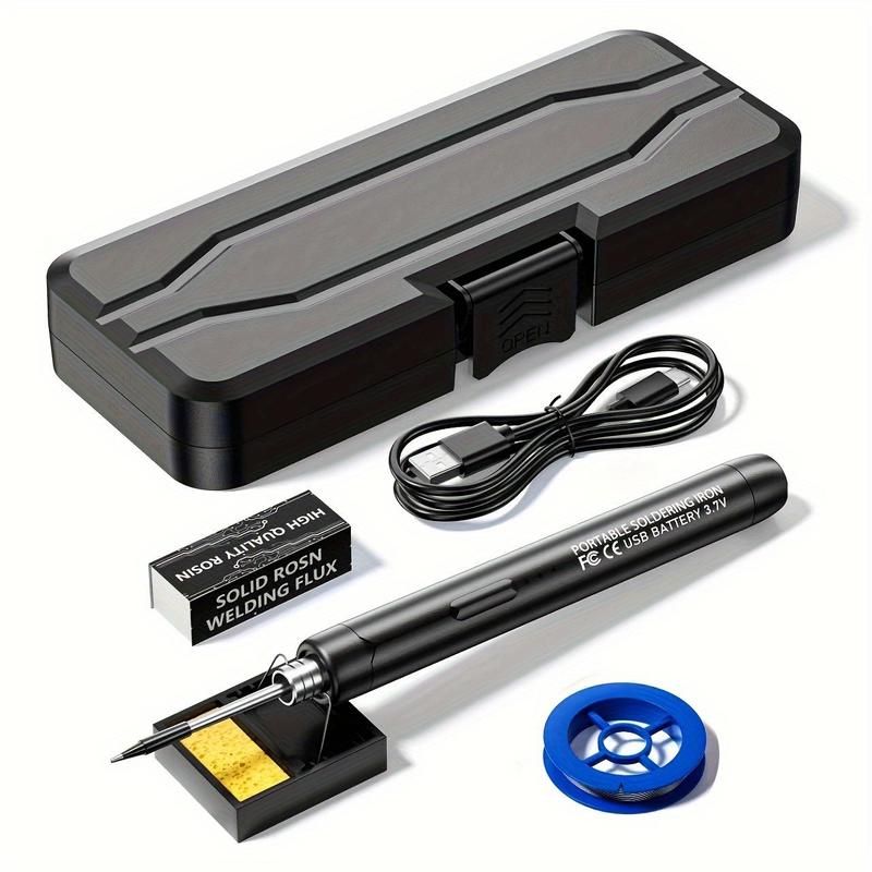 USB Soldering Iron Set, Adjustable Temperature Modern Design Soldering Iron with USB Charging Cable, Portable Soldering Equipment with Storage Box, Work Equipment for Men 0