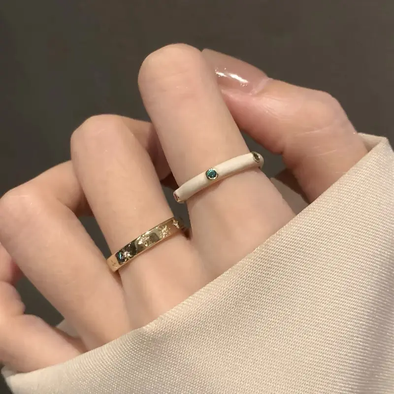 Nhẫn Tráng Men, Phong Cách Pháp, Thiết Kế Đặc Biệt Cho Bộ Đồ Nữ, Giá Cả Phải Chăng, Sang Trọng Và Thanh Lịch, Nhẫn Ngón Trỏ Cổ Điển Cao Cấp, Lười Biếng 1
