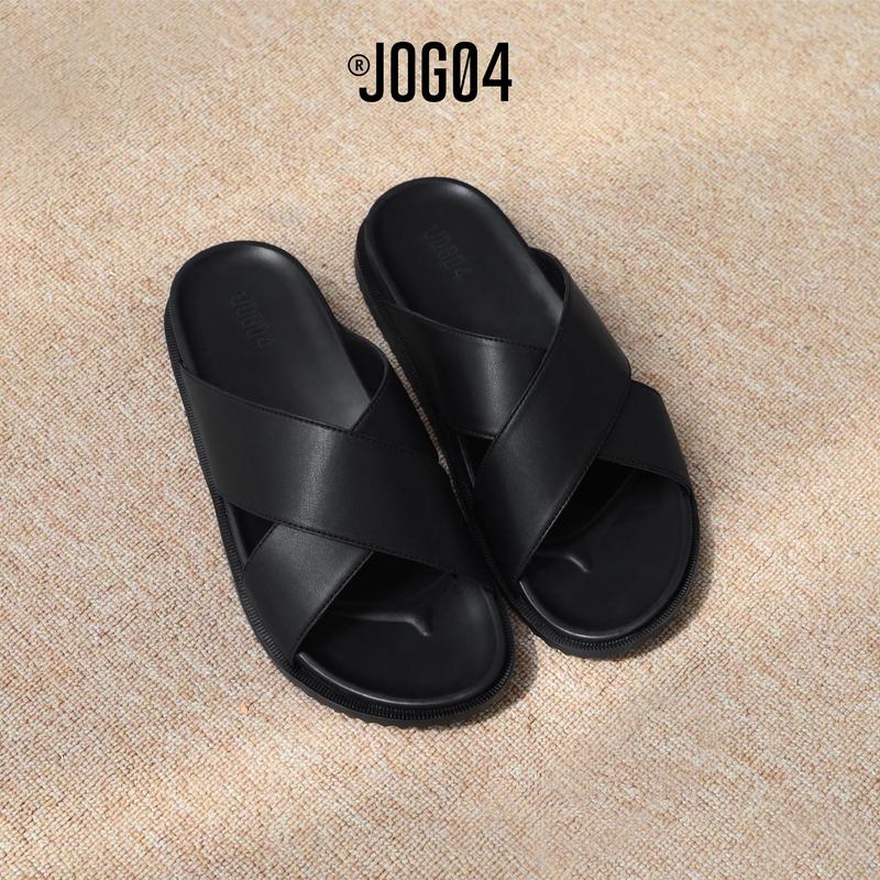 Dép da quai chéo JOG04 - thiết kế quai da 3 lớp chắc chắn bảo hành 6 tháng E1