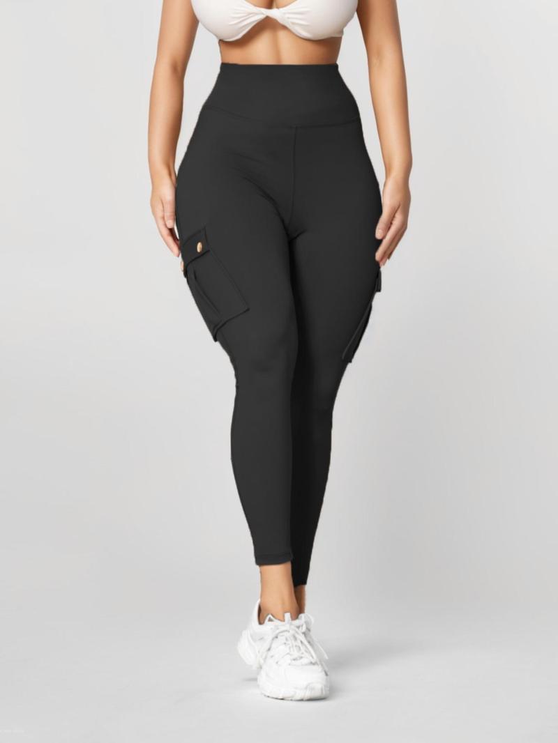 Product Introduction of Women's Solid High Waist Pocket Sports Outdoor Pants, Casual Comfy Breathable Skinny Pants for Yoga Gym Workout, Ladies Sportswear for All Seasons 2