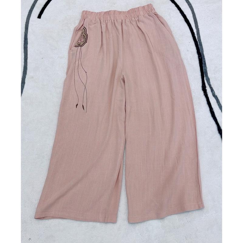 Quần linen 9 tấc thêu túi hoa sen ( Ms 18) Nữ Women 5