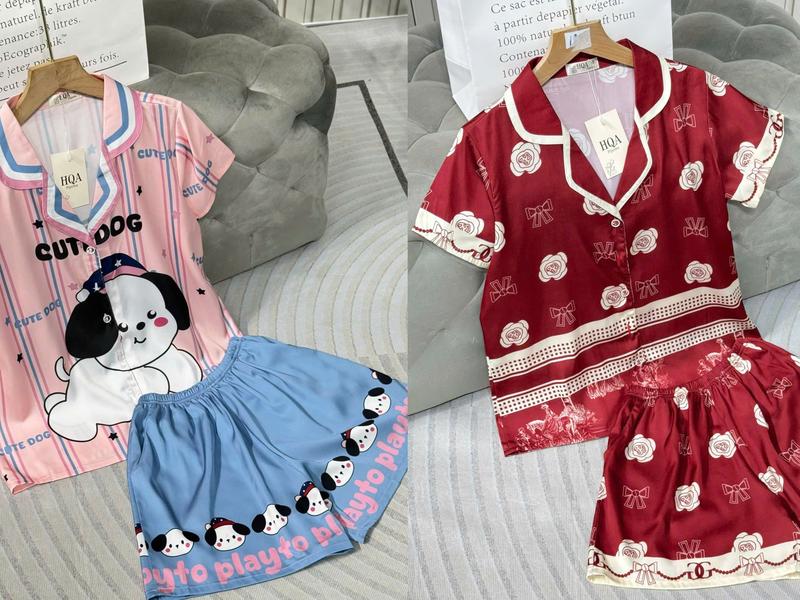 LATIN ĐB ĐỎ ( 40- 62Kg) - Pijama latin lụa mịn thiết kế họa tiết dễ thương, sang trọng, BỘ ĐÙI 2