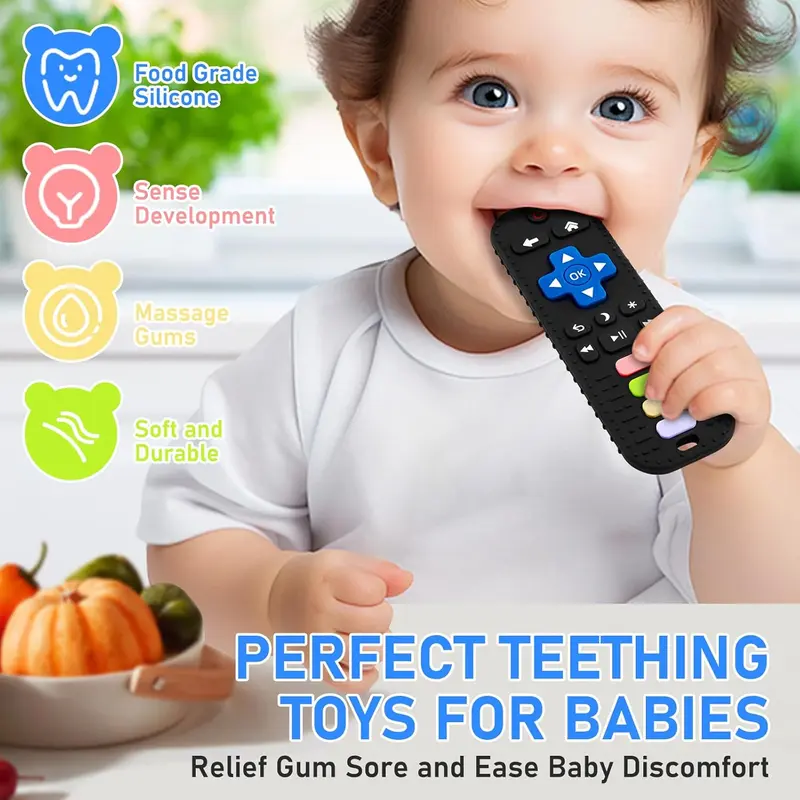 Remote Control Shaped Silicone Teether, 1 Count Baby Teething Toy, Sensory Toy for Babies, Toddler Infant Newborn Toys, Baby Gifts for Boys Girls, Christmas Gift 1