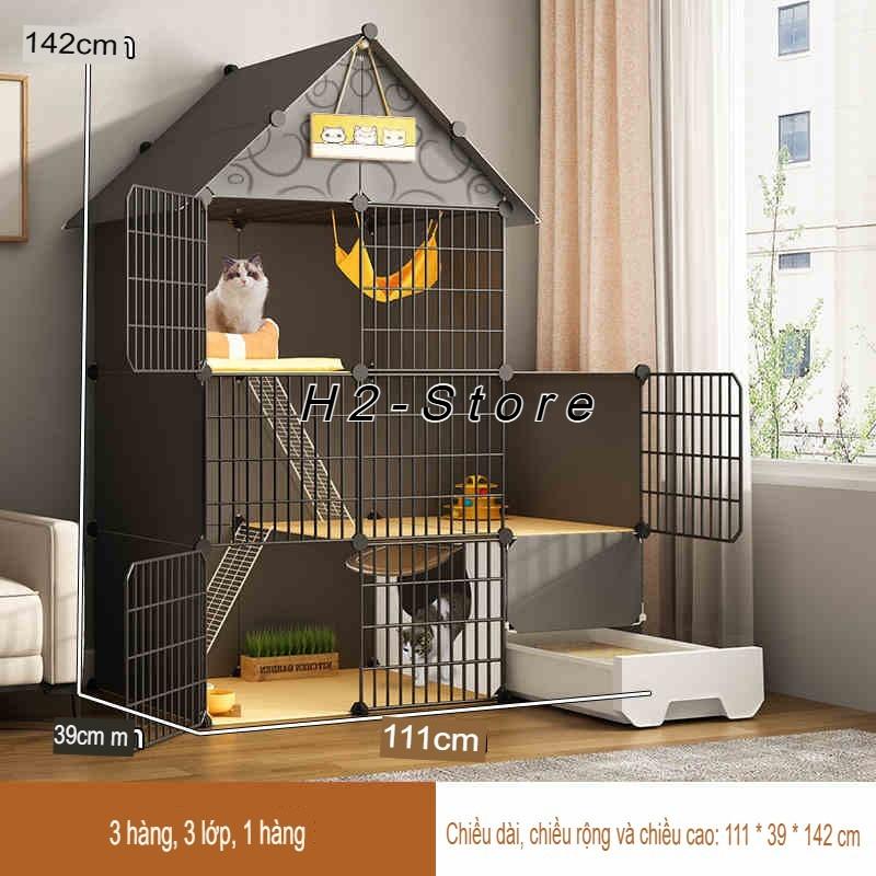  Chuồng mèo biệt thự mèo 3 tầng – Thiết kế có mái tích hợp ngăn kéo vệ sinh khử mùi tiện lợi - CM23 - H2 Store 