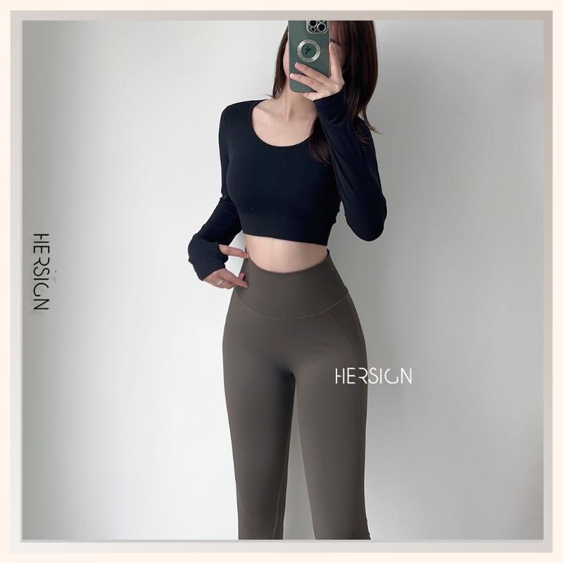 Bộ đồ tập gym nữ Set tập yoga áo croptop dài tay quần legging tập gym nữ HERSIGN-SMIXC16L19