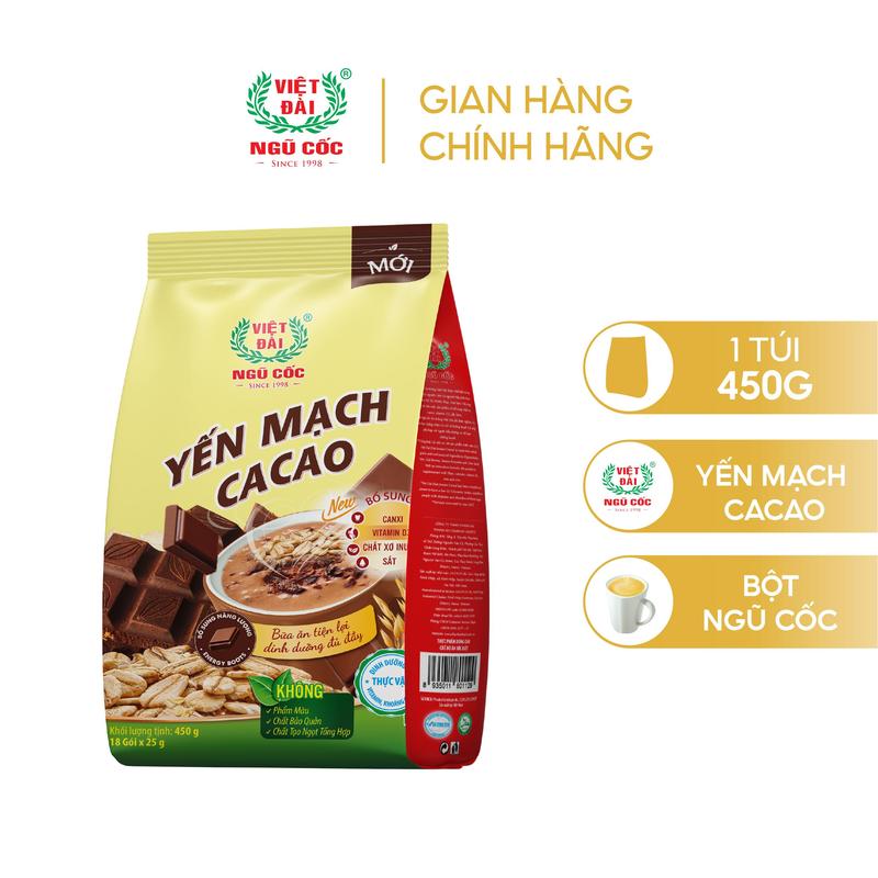 Bột Ngũ Cốc Yến Mạch Cacao Việt Đài Túi 450g