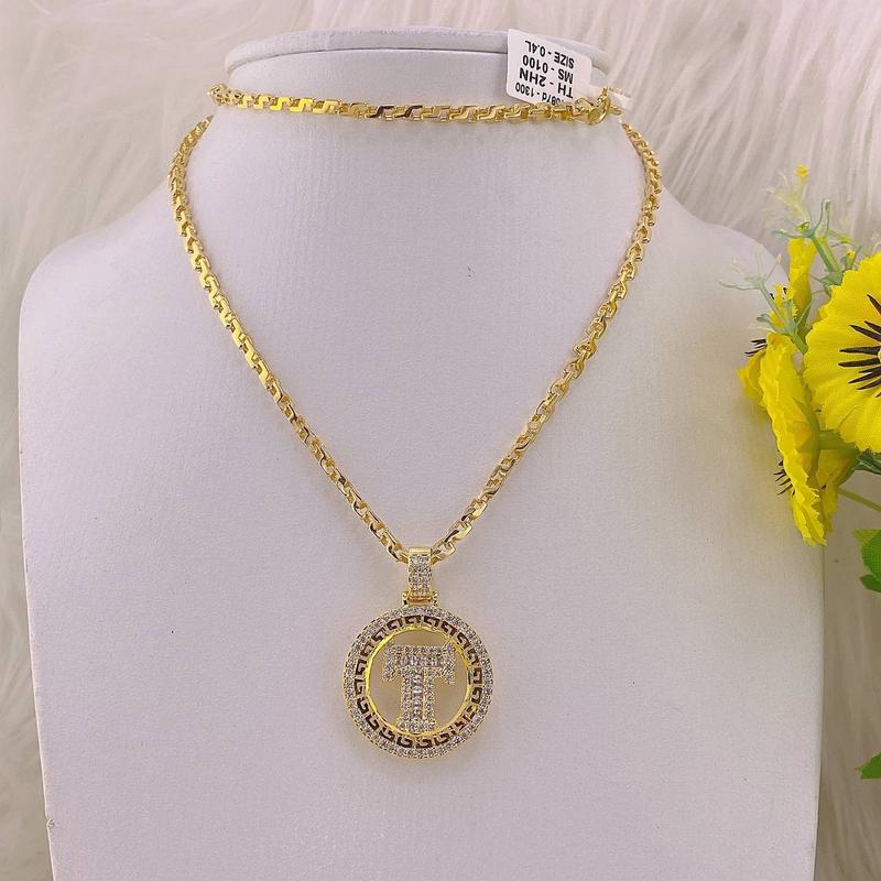 Dây chuyền chữ công 3 chỉ kèm mặt chữ T 2,5cm