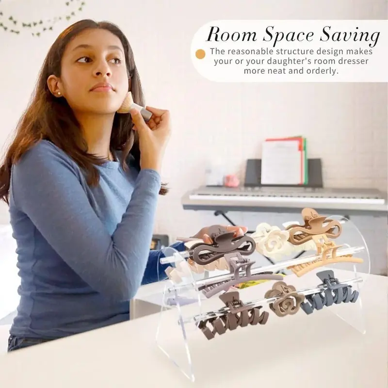 Kệ đựng kẹp Giá trưng bày băng đô bằng nhựa acrylic xoay 360 độ trong suốt tiện dụng trang trí decor xinh xắn Kitchen 3
