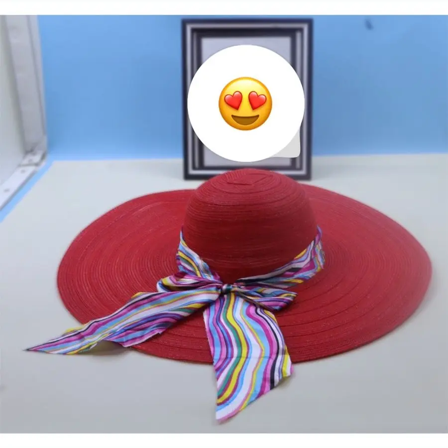 TOPI PANTAI WANITA IMPOR / TOPI PANTAI FLOOPY PITA PULKADOT PELANGI