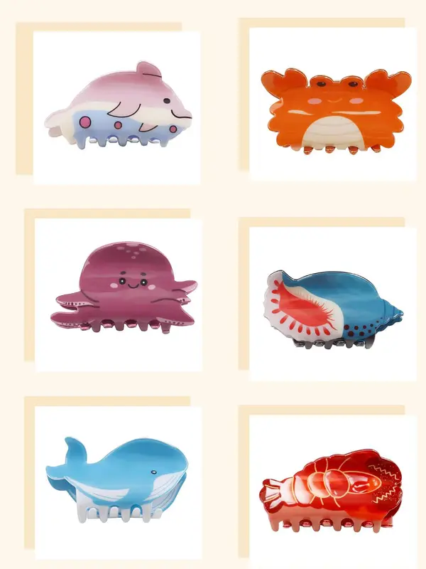 Cute Cartoon Marine Animal Design Hair Claw, Fashionable Hair Accessories for Women & Girls, Minimalist Headwear Suitable for Thick Hair 2