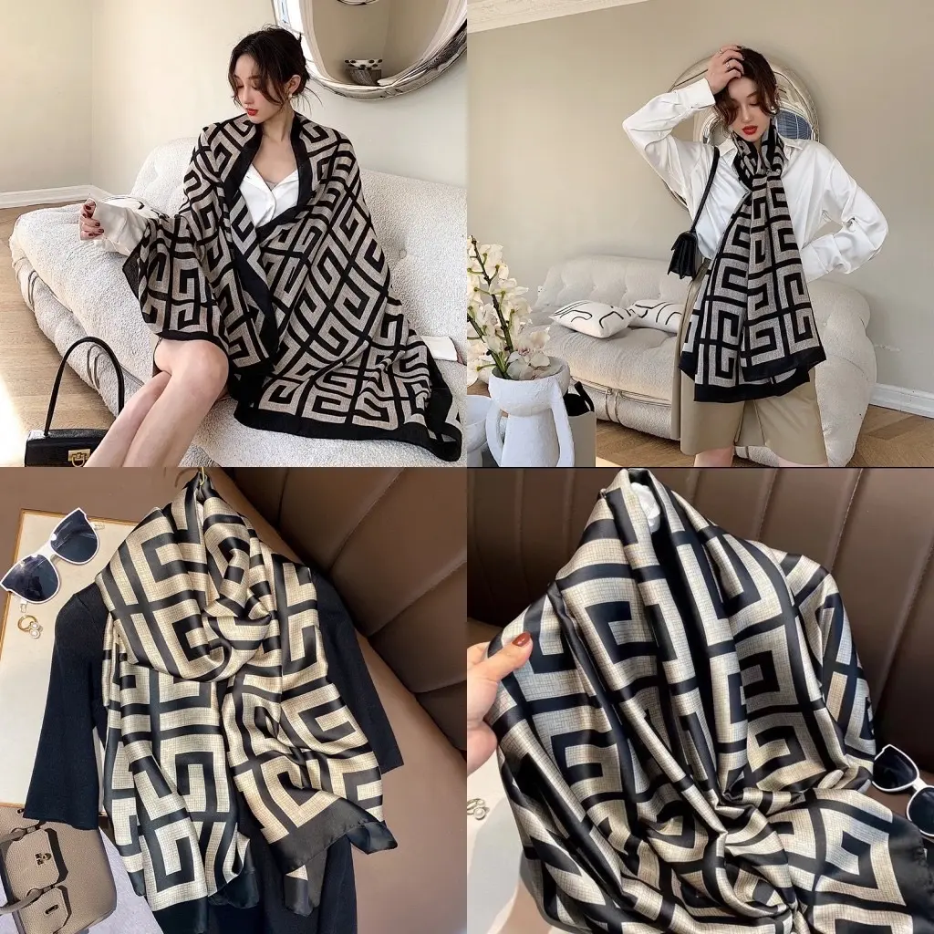 Khăn lụa satin kích thước 90x180 mềm mỏng sang chảnh
