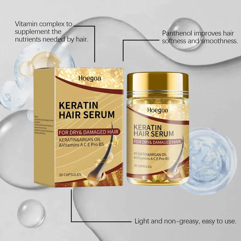 Moroccan Hair Serum Capsules, 30pcs/box Deep Moisturizing Hair Care Serum, Hair Care & Styling Product for Women & Men 4