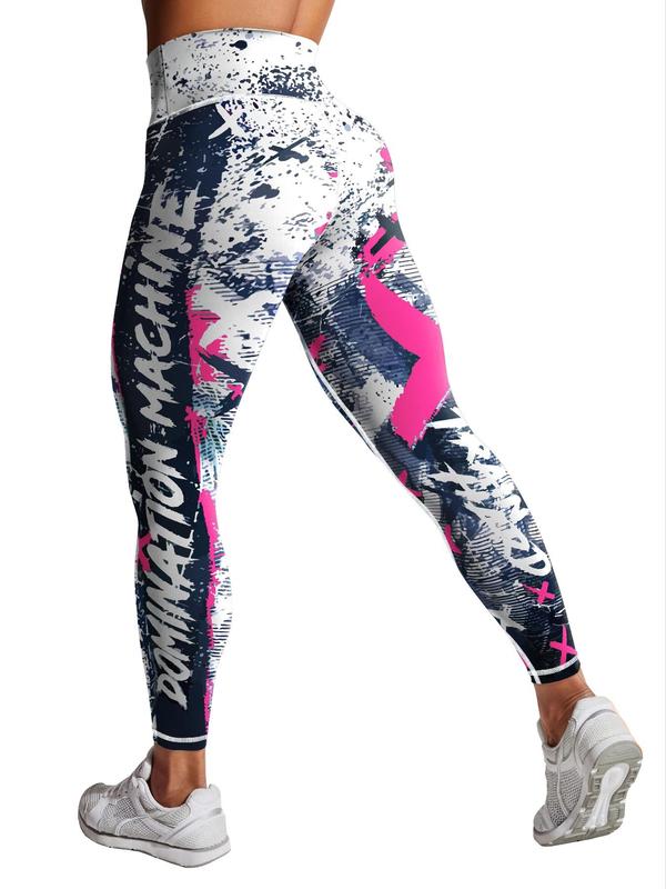 Women's All Over Print High Waist Leggings, Casual Comfy Breathable Skinny Pants for Yoga Gym Workout Running, Ladies Bottoms for All Seasons, Tight Leggings 2