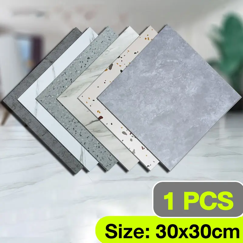 30X30cm กระเบื้องยาง กระเบื้องยางลายหินอ่อน กาวในตัว ติดพื้น PVC ปูพื้นห้องนอน กระเบื้องปูพื้น