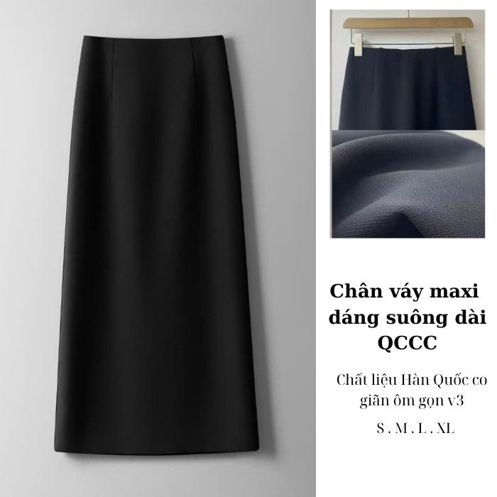 QCCC Chân váy maxi dáng dài xẻ sau chất liệu Hàn co giãn cao cấp ,dày dặn hack dáng C50