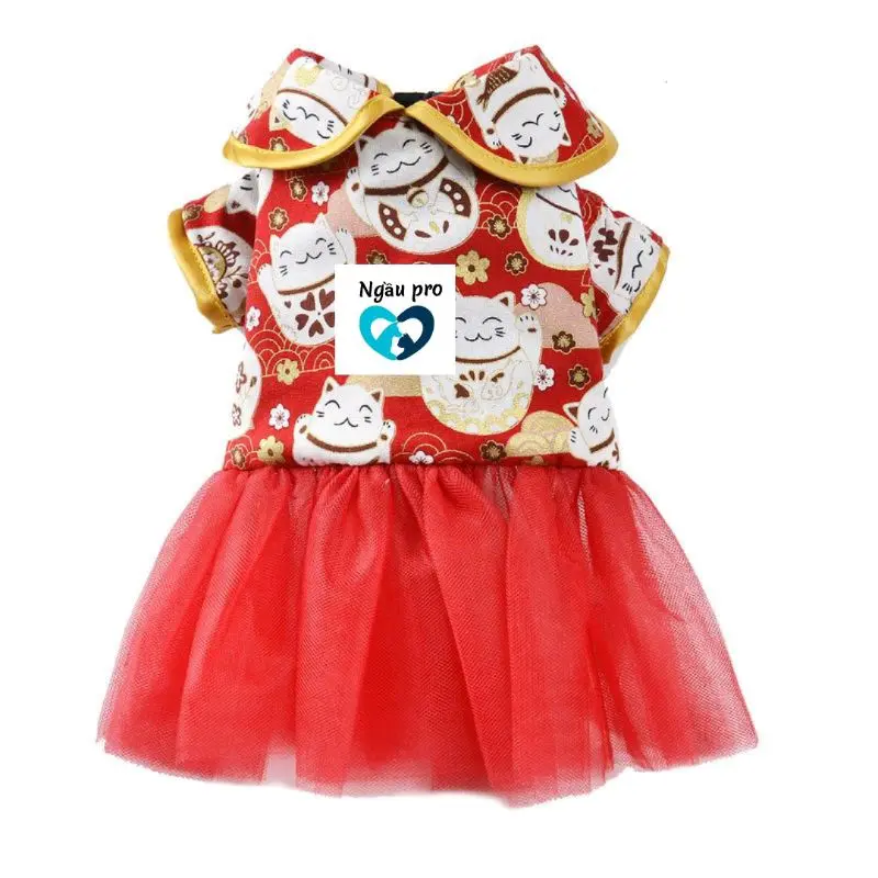Áo Váy tết chó mèo đi chơi lễ hội, Quần áo thời trang cho thú cưng trình diễn catwalk 5