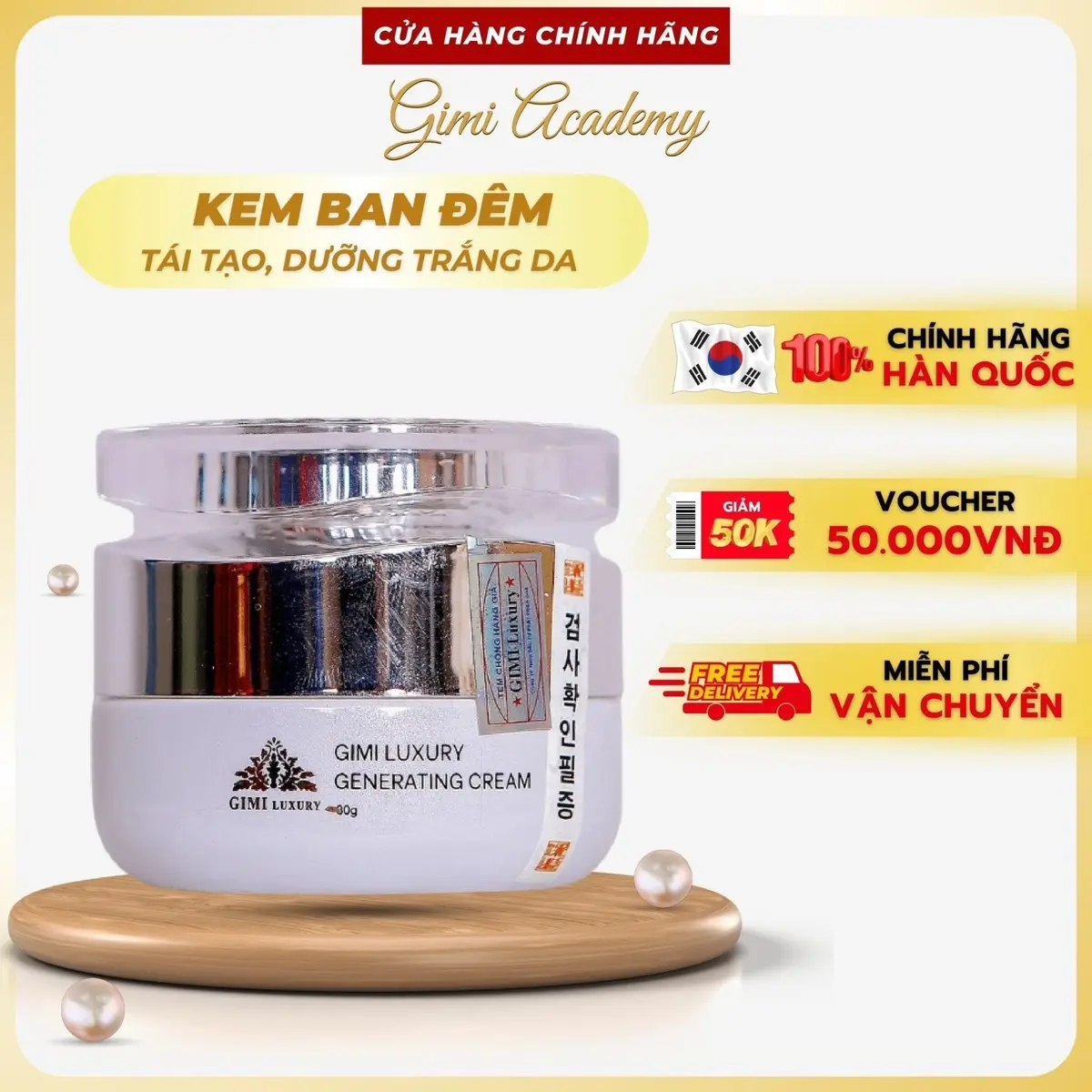 Gimi Luxury_Kem Ban Đêm GiMi Official Store (Generating Cream 30g) Mới Nhất 2023 -  Mỹ Phẩm Chính Hãng Làm Đẹp Da Dưỡng Ẩm Da Skincare Chăm Sóc Da Nữ Women Tre