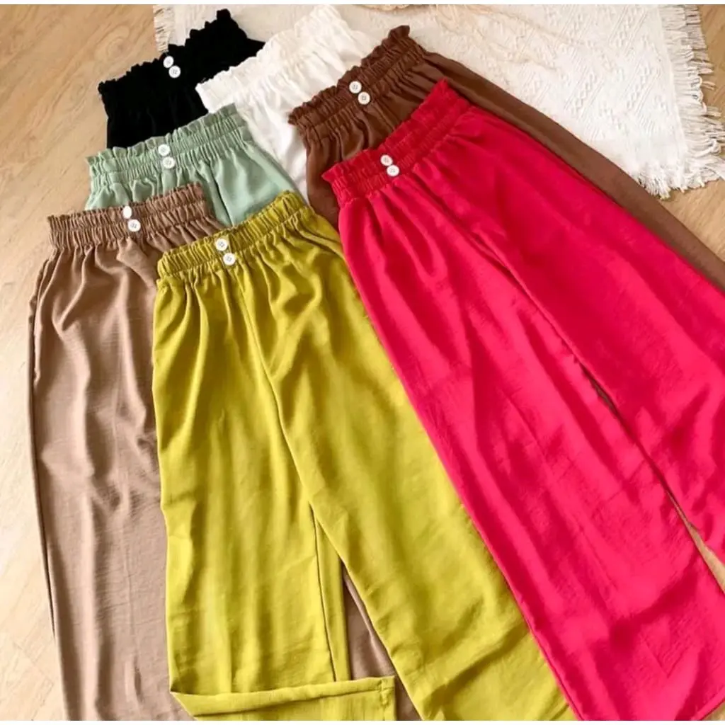 kulot kancing anak perempuan usia 6-14 tahun celana kulot crinkle anak kulot crinkle airflow kancing anak Fashion