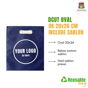 (ISI 20 PCS) TAS GOODIEBAG SOUVENIR DCUT PLONG OVAL  20x26 PLUS SABLON (FREE DESAIN) Plastik Belanja