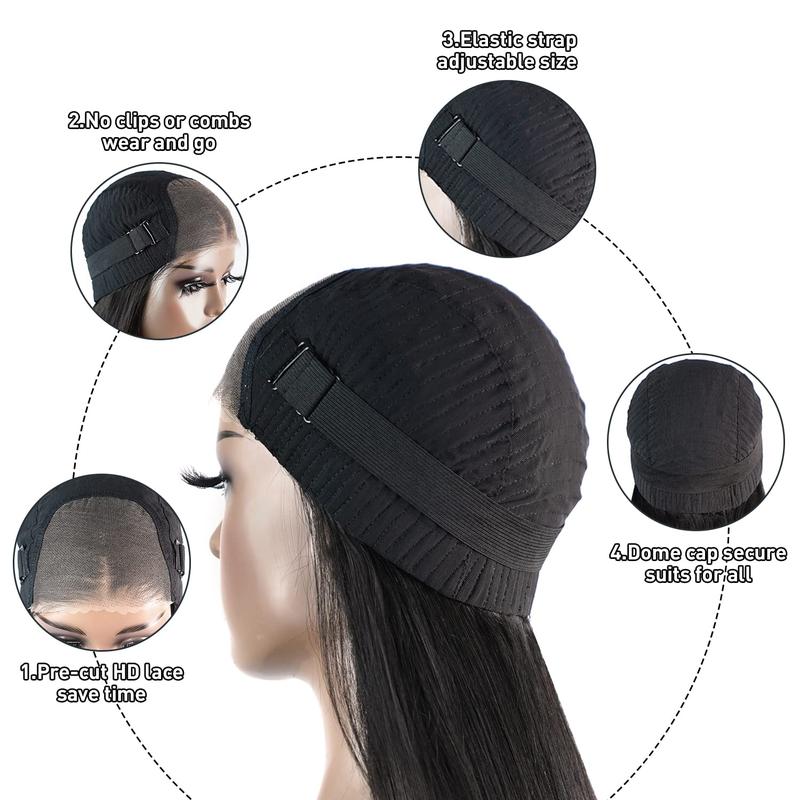 Product Introduction of Human Hair Wig 4x4 Lace Front Wigs Straight Glueless Wigs Brazilian Virgin Human Hair Natural Black Color For Black Women 24 Inch 7