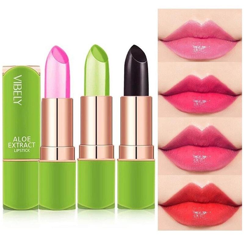 Son Dưỡng Môi Nha Đam VIBELY 7 Màu Dưỡng Ẩm Ma Thuật Thay Đổi Màu Sắc Thạch Trang Điểm Môi Nữ Son Môi