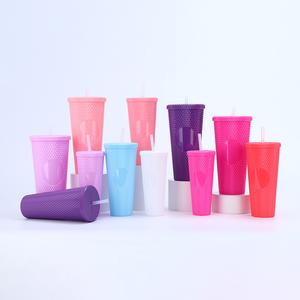 Cawan Plastik, Berwarna-warni Baharu, Tahan Suhu Tinggi, Anti-panas, Cawan Jerami Dopamine, Gaya Sama Seperti Selebriti Internet, Cawan Durian Berlian Amerika botol  stainless  tahan  panas kids  frozen  water  bottle  straw Kitchenware Merah