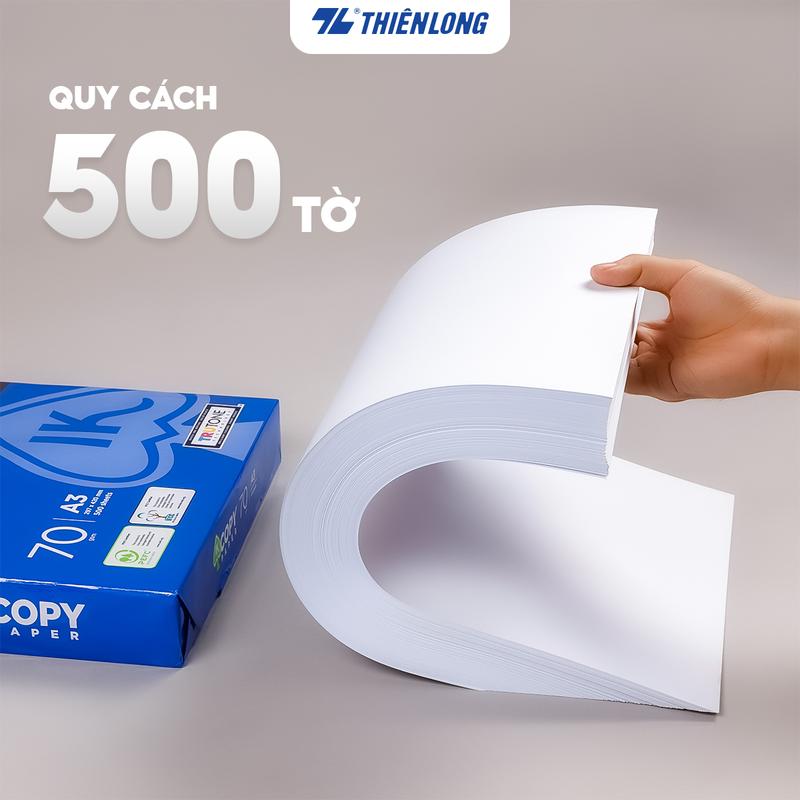 Combo 5 Ream giấy A3 70 gsm IK Copy (500 tờ) - Giấy photo cao cấp, đều màu không gợn sóng, độ dày cao, chữ in không nhòe