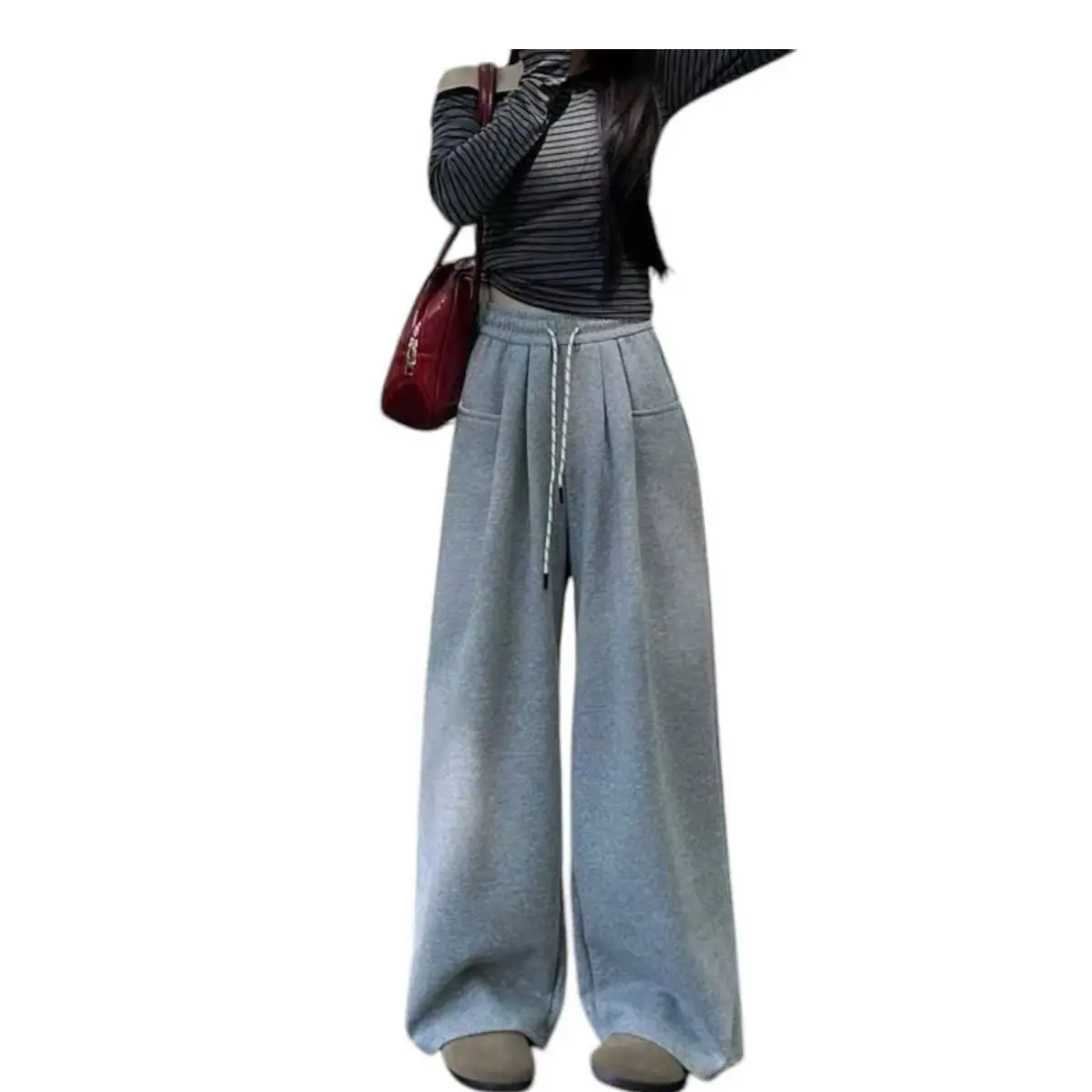 Quần nỉ ống rộng unisex cạp cao siêu hách dáng - Ong, Women Pants Lưng Cao quan hack dang xinh Voan Bo Chun