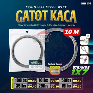 SUPERSTAR GATOTKACA STAINLESS STEEL WIRE 1X7 SENAR KAWAT NEKLIN STAINLESS STEEL WIRE PANJANG 10 METER