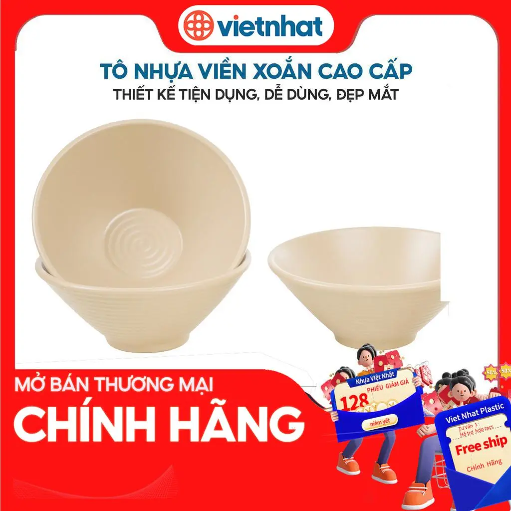 Tô xoắn nhám, tô loe, bát loa đủi size nhựa nhám 6843/44/45 Nhựa Việt Nhật Premium