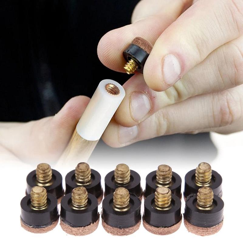 Product Introduction of 20Pcs Durable Snooker Pool Billiards Cue Tips Pole Repair Accessories Replacement Parts Billiards Tip 10/11/12/13mm Screw In Billiards Cue Head 15