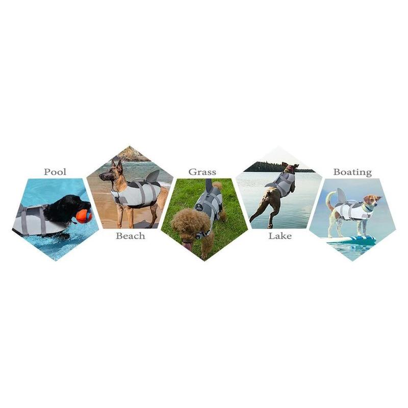 Product Introduction of Lifesaver Life Jacket Ripstop Shark Vests with Rescue Handle Pet Dog Safety Swimsuit for Swimming Pool Beach Boating 17