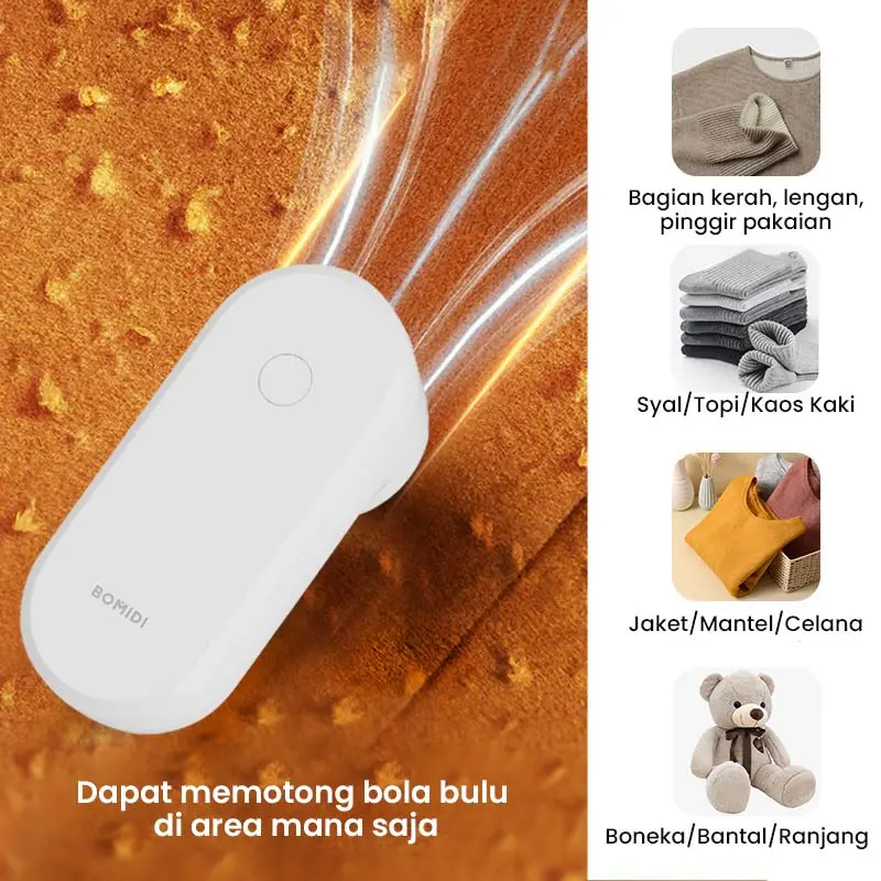 【COD】BOMIDI Lint Remover BMQ02 Portable Fuzz 6 blade head Hair Ball Trimmer Electric Wireless USB Baterai Kabel Mesin 6