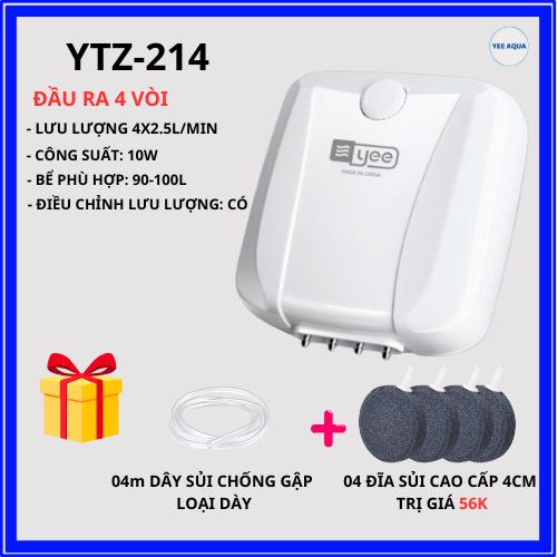 Máy Sủi Oxy YEE Siêu Êm 1 Vòi Và 2 Vòi | 4 Vòi (KM TẶNG KÈM DÂY SỦI CHỐNG GẬP - ĐÁ SỦI SIÊU MỊN) Lưu Lượng Tuỳ Chỉnh