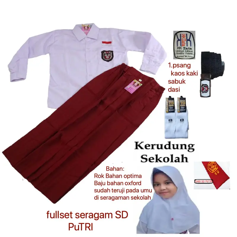 fullset seragam sekolah SD putri Baju Rok Fashion Fashion Anak 3