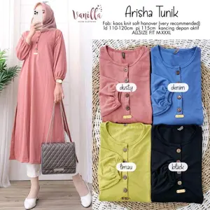 Tunik arisha bahan crinkle airflow ld110cm pj105cm Nyaman
