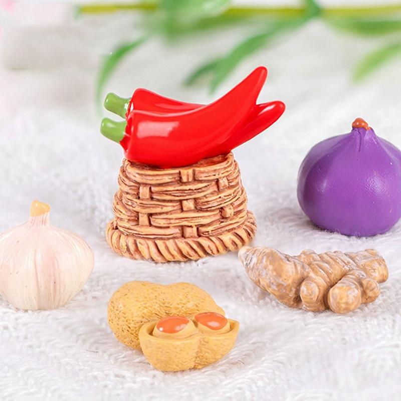 Product Introduction of NATURAL LIVING Festive Supplies Cute Vegetable Figurines Miniatures Mini Resin Crafts Simulation Vegetable Basket DIY Realistic Vegetable Model Micro Landscape Ornaments 9