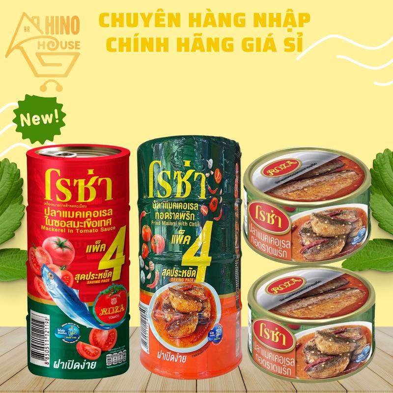 1 Lốc 4 Hộp Cá Thu Chiên Sốt Chua Cay Roza Thái Lan, Cá Hộp 140gx4 - Hinohouse