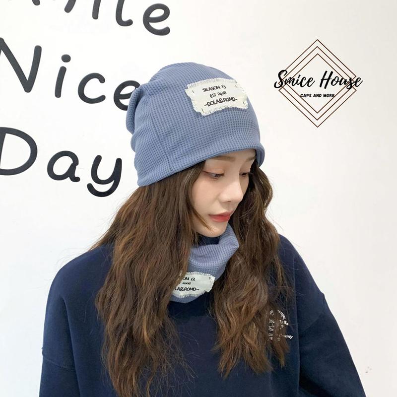 Nón len trùm đầu có thể làm khăn quàng cổ cá tính phong cách Hàn Quốc mũ beanie 5