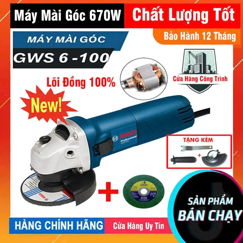 Máy Mài Góc Bosch Công Suất 670W, Máy Cắt 100% Đồng Nguyên Chất - Sản Xuát Theo Tiêu Chuẩn Công Nghệ Đức - Độ Bền Cực Cao  - Bảo Hành 12 tháng