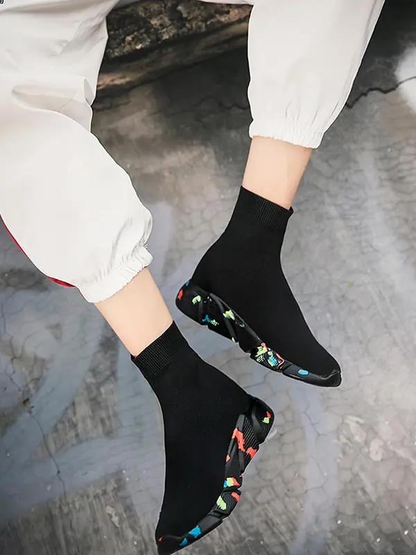 Men's Sporty Slip on Mid Top Sneakers, 2024 New Style Casual Breathable Comfortable Running Shoes, Trendy Sports Shoes for Daily Wear 5