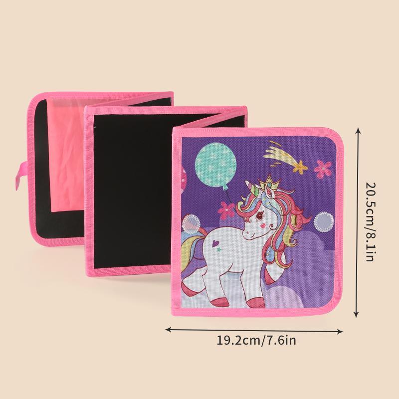 Foldable Drawing Board, 1 Set Doodle Board with 12pcs Markers, Educational Toy for Kids, Portable Drawing Board for Indoor & Outdoor 1