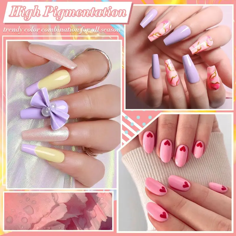 Complete Acrylic Nail Kit for Beginners, 1 Set Professional Acrylic Manicure Kit with UV LED Nail Lamp & Glitter Sequins, Powder, Nail Brushes and Pens 5