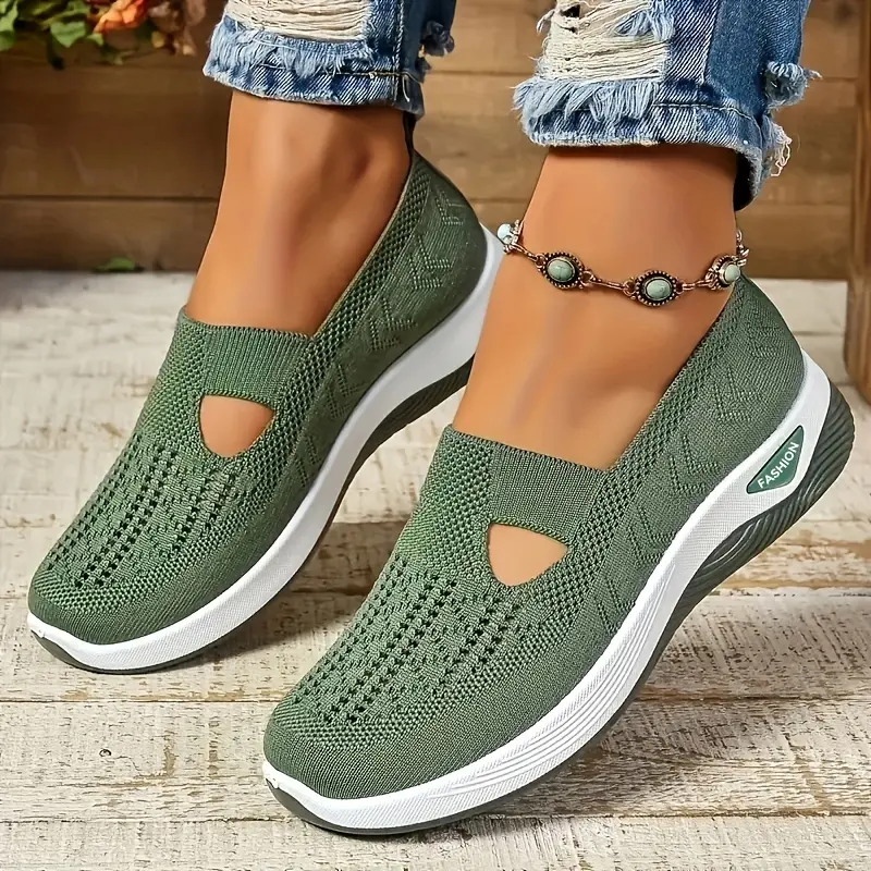 1 Pair of Women's Hollow Sneakers-Breathable Lightweight Slip-on Walking Shoes, Non-Slip Soft Sole, Comfortable Textile Lining, Multiple Colors Available-Suitable for All Seasons, Footwear Accessories