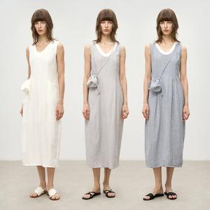 Asymmetrical Sleeveless V-Neck Dress with Layers